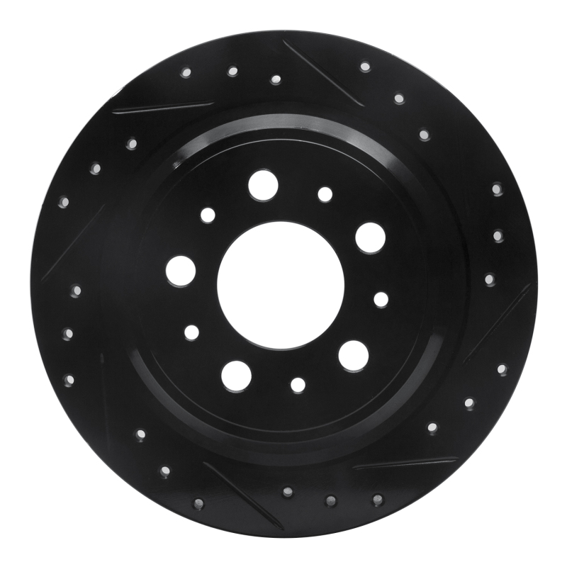 Volvo S70 Brake Rotor (1) - Rear Right - R1 Concepts - Drilled & Slotted - Black - `98-`00